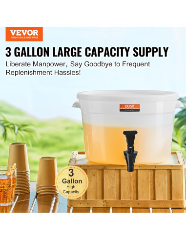 Dispensador de Bebidas VEVOR 11.36L con Grifo y Tapa