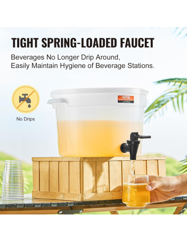 Dispensador de Bebidas VEVOR 11.36L con Grifo y Tapa