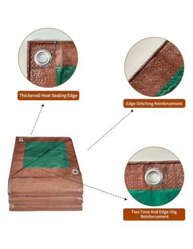 Lona Impermeable MVPNET 1.52x2.13m Verde/Marrón 7mil