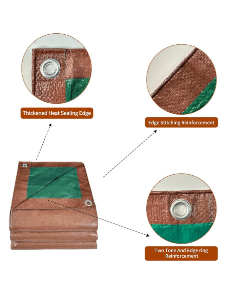 Lona Impermeable MVPNET 1.52x2.13m Verde/Marrón 7mil