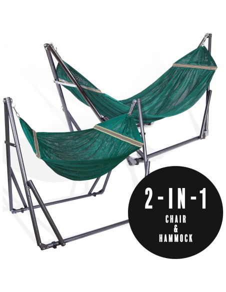 Hamaca y Silla Colgante 2 en 1 EZ Daze Verde Soporte Acero 204 kg