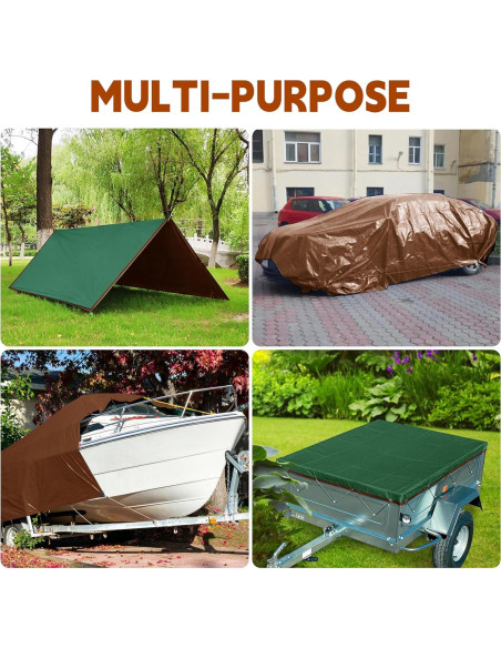 Lona Impermeable MVPNET 1.52x2.13m Verde/Marrón 7mil