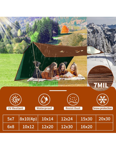 Lona Impermeable MVPNET 1.52x2.13m Verde/Marrón 7mil