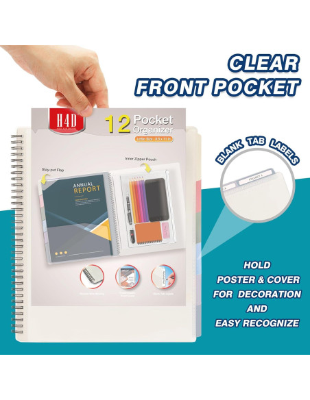 Carpeta Organizadora H4D de Polipropileno Color Morandi 12 Bolsillos