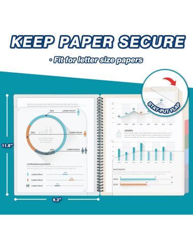 Carpeta Organizadora H4D de Polipropileno Color Morandi 12 Bolsillos