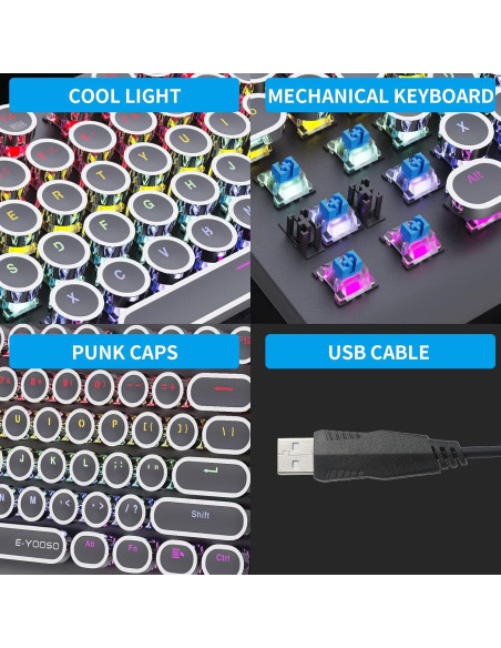 Teclado Mecánico E-YOOSO K-600R USB Retroiluminado 104 Teclas Teclado Mecánico E-YOOSO K-600R USB Retroiluminado 104 Teclas