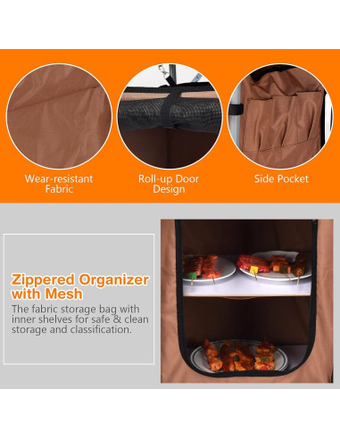 Mesa de Parrilla Plegable Giantex 66 cm con Paraviento Desmontable