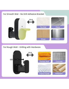 Soportes de Barra de Cortina Autoadhesivos TKZTKZ 2 Piezas 5/8" 2