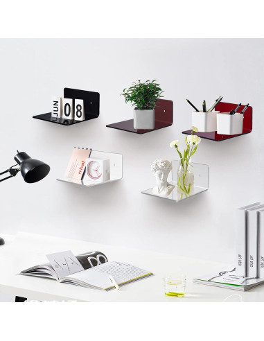 Estantes flotantes de acrílico Bolidery - Paquete de 4 unidades 10x10cm