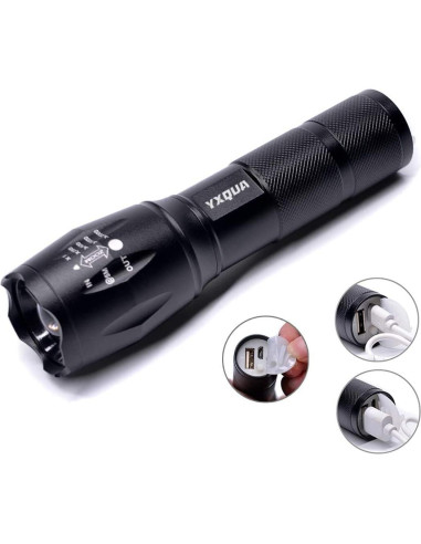 Linterna Recargable USB YXQUA LP-8381 1000 Lúmenes IPX6 12.95 cm