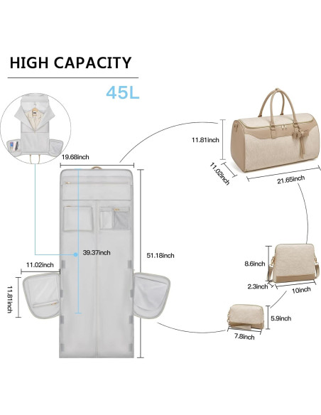 Bolsa de Ropa de Viaje Moulyan 45L Impermeable 3 Piezas Bolsa de Ropa de Viaje Moulyan 45L Impermeable 3 Piezas