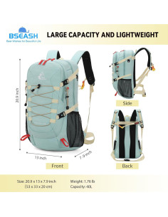 Mochila Impermeable Bseash 40L para Senderismo y Camping 2