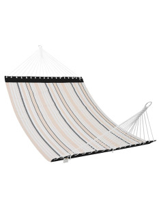 Hamaca Doble Exterior U-PHA 396x140 cm Textilene Beige Negro