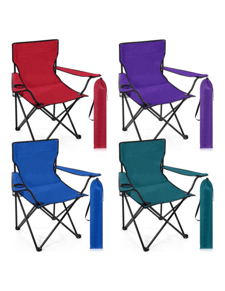 4 Sillas de Camping Plegables Anglechic con Portavasos