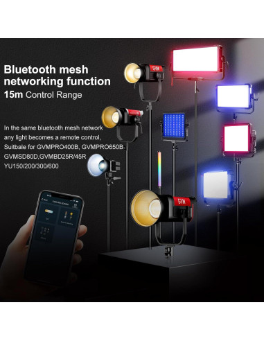 GVM PRO SD200B Luz de Video LED 200W Bi-Color 2700K-6800K