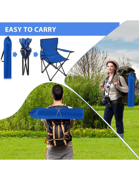4 Sillas de Camping Plegables Anglechic con Portavasos