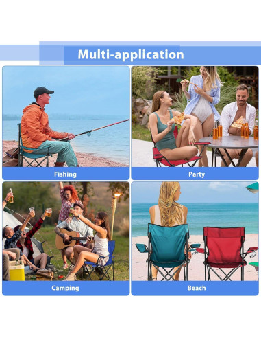 4 Sillas de Camping Plegables Anglechic con Portavasos