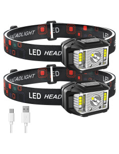 Linterna Frontal Recargable JNDFOFC 2 Paquetes 14 Modos LED