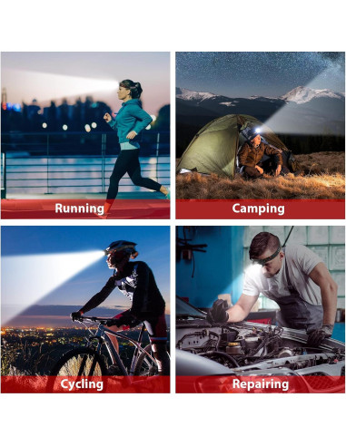 Linterna Frontal Recargable JNDFOFC 2 Paquetes 14 Modos LED