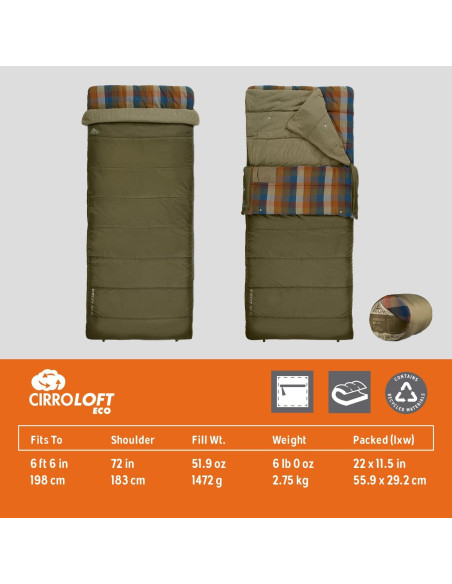 Saco de dormir Kelty Wayback 2.72 kg Rectangular 20C