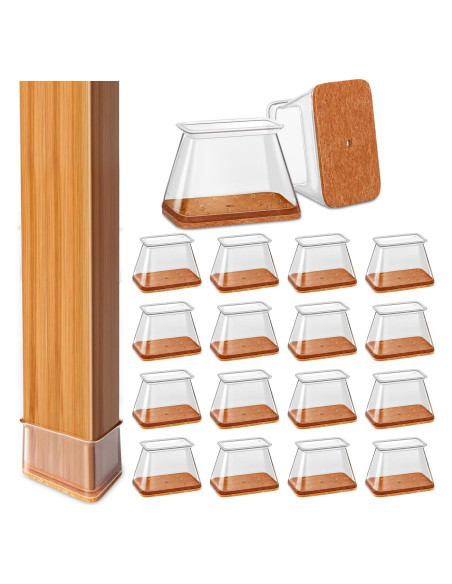 28 Protectores de Piso Silicona para Patas de Silla Rectangulares