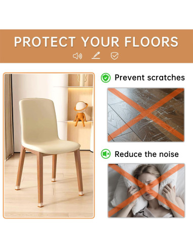 28 Protectores de Piso Silicona para Patas de Silla Rectangulares