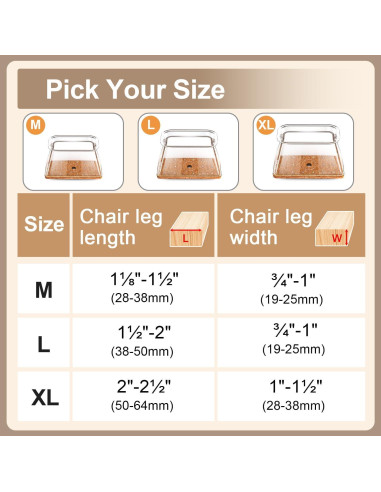 28 Protectores de Piso Silicona para Patas de Silla Rectangulares