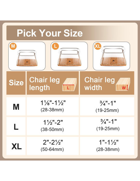28 Protectores de Piso Silicona para Patas de Silla Rectangulares