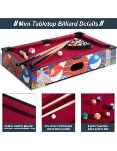 Mesa de Billar Mini REAHOISY 50.8 cm Portátil Completo 2