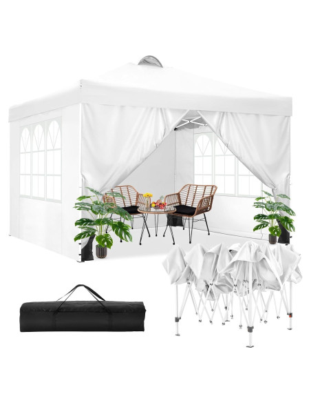 Carpa Plegable COBIZI 10x10 m Impermeable con 4 Paredes