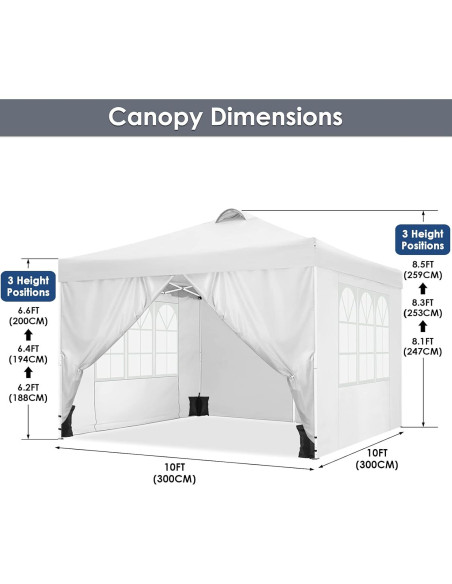 Carpa Plegable COBIZI 10x10 m Impermeable con 4 Paredes