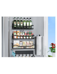 Estante Magnético MIMIyasha para Especias - 5 Piezas, Negro