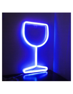 Luz de Neón LED Curyidy en Forma de Vino Azul - Decoración