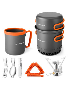 Juego de Cocina de Camping Odoland 9 Piezas con Estufa 3000W