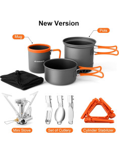 Juego de Cocina de Camping Odoland 9 Piezas con Estufa 3000W 2