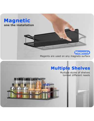 Estante Magnético MIMIyasha para Especias - 5 Piezas, Negro
