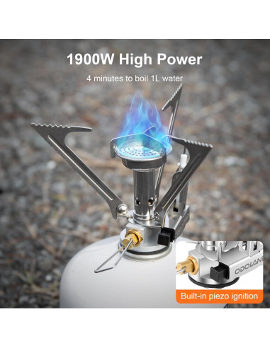 Juego de Cocina de Camping Odoland 9 Piezas con Estufa 3000W