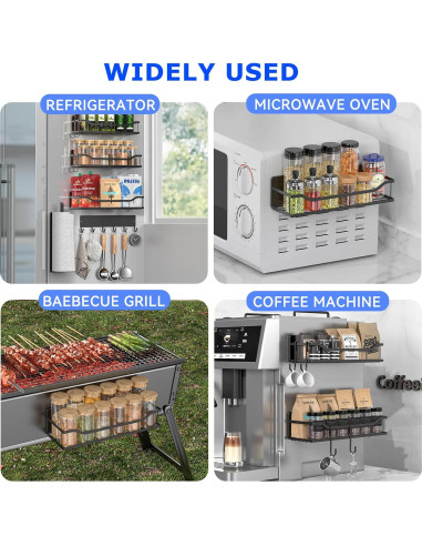 Estante Magnético MIMIyasha para Especias - 5 Piezas, Negro