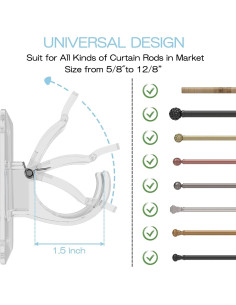 Soportes para Cortinas Autoadhesivos CIEMGNZOC 2 Pcs Transparente 2