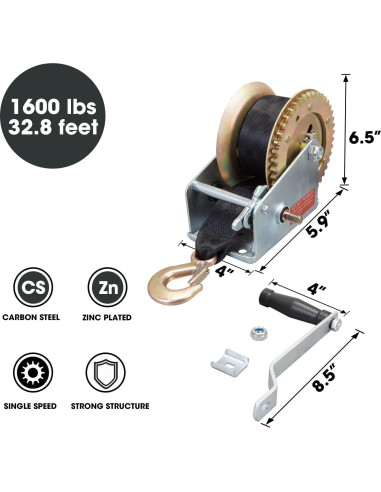 Cabrestante Manual BIG RED ATRT1161SR 1600 lbs Acero Nylon 10 m