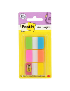 Post-it Pestañas 1" Sólido 6 Colores Dispensador 36 Pestañas