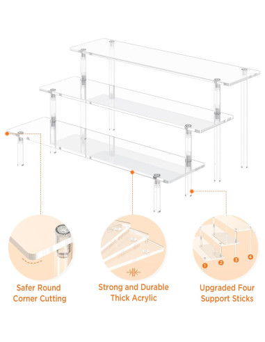 Soporte de exhibición acrílico 3 niveles para cupcakes y perfumes