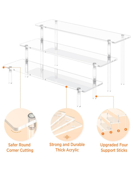 Soporte de exhibición acrílico 3 niveles para cupcakes y perfumes Soporte de exhibición acrílico 3 niveles para cupcakes y perfumes