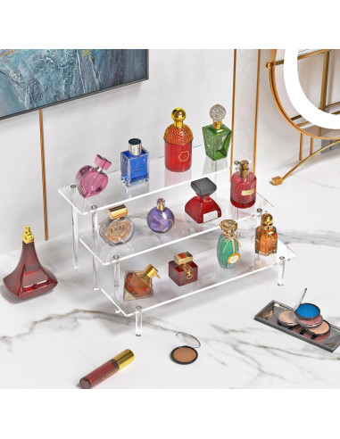 Soporte de exhibición acrílico 3 niveles para cupcakes y perfumes