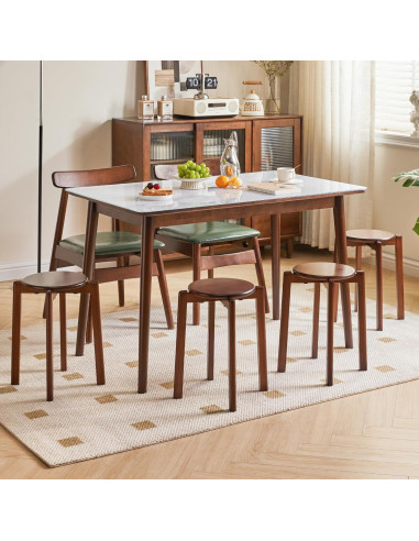 Taburetes Apilables de Madera YMYNY - 4 Piezas 27x27x45 cm