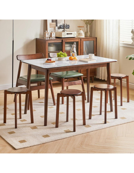 Taburetes Apilables de Madera YMYNY - 4 Piezas 27x27x45 cm