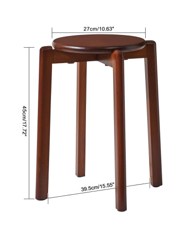 Taburetes Apilables de Madera YMYNY - 4 Piezas 27x27x45 cm