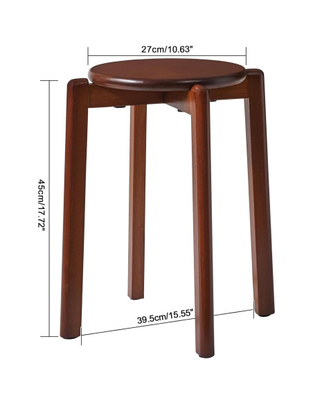 Taburetes Apilables de Madera YMYNY - 4 Piezas 27x27x45 cm