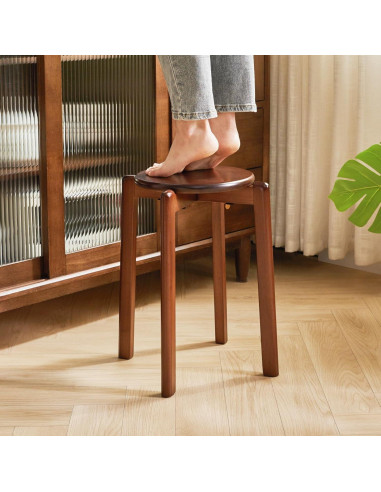 Taburetes Apilables de Madera YMYNY - 4 Piezas 27x27x45 cm