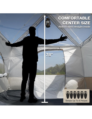 Carpa de Camping REDCAMP 6 Personas 2.9x2.9m Impermeable